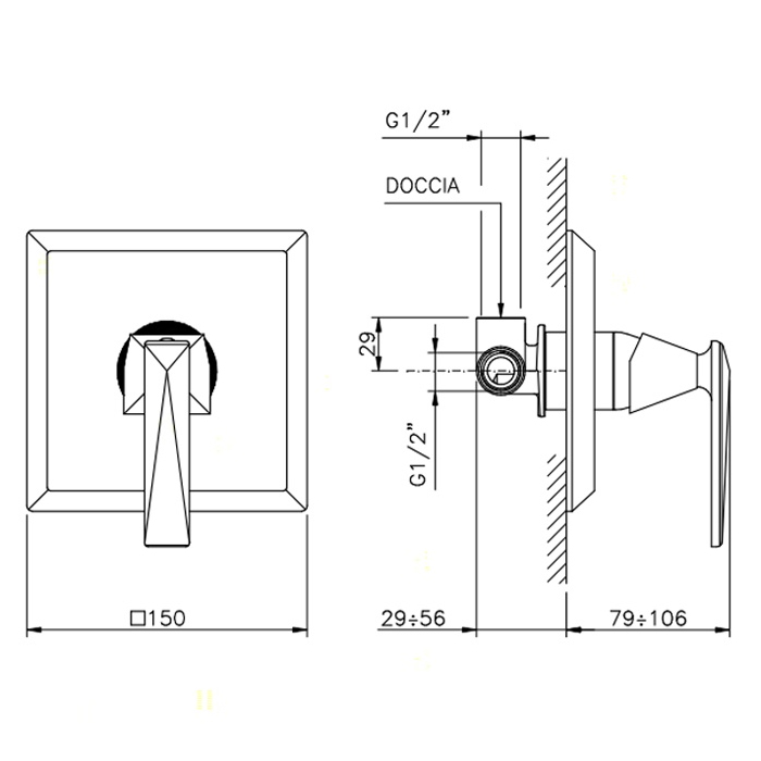 Nicolazzi Vincent Смеситель для душа, встраиваемый, цвет: хром