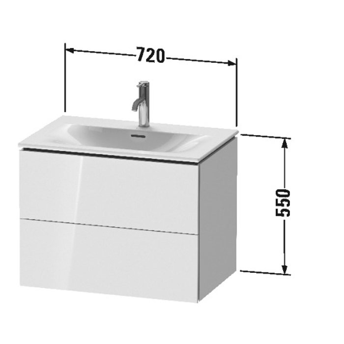 Duravit L-Cube База подвесная 72x48.1x55см с раковиной, 2 ящика, цвет: глянцевый белый