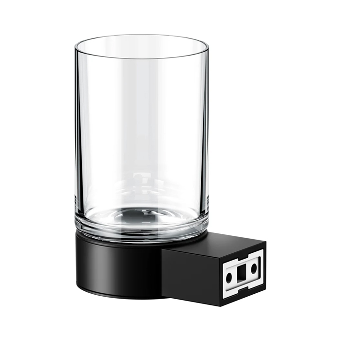 Keuco Plan Стакан, подвесной, хрустальный, цвет: прозрачный/черный матовый