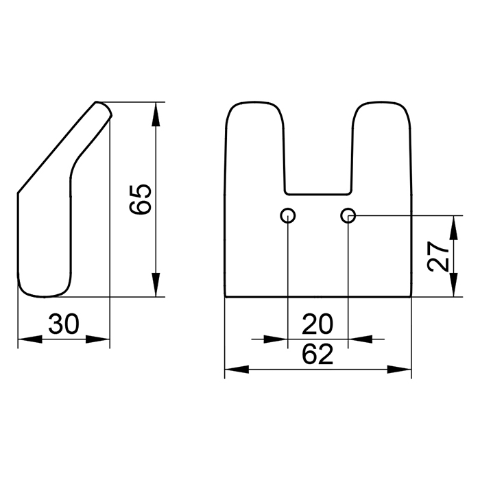 Keuco Collection Moll Крючок, подвесной, двойной, цвет: цвет: хром