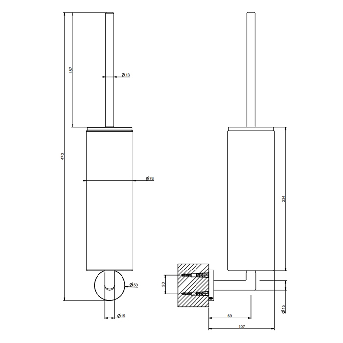 Gessi  VENTAGLIO ACCESSORIES Туалетный ёршик, подвесной, цвет: Black Metal Br. PVD