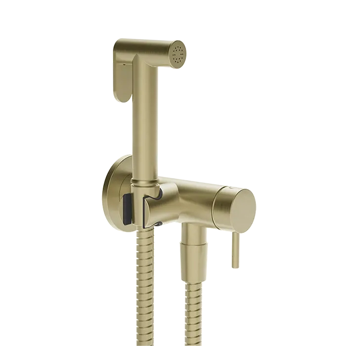 Gessi Cono GESSI TOTAL LOOK Гигиенический душ с наст. держ. со смесителем,с подводом воды и шлангом 1250 мм., цвет: Brass Br. PVD