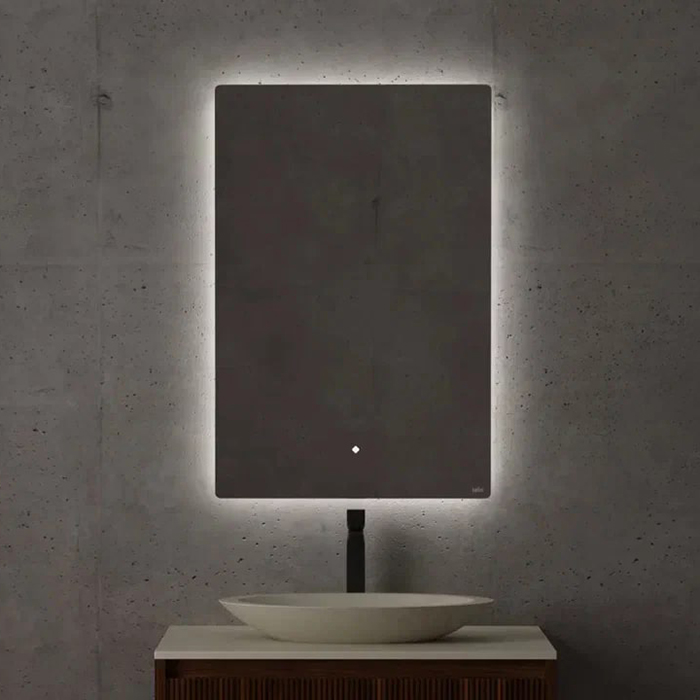 Salini Зеркало для ванны OMBRA 80х90х2.5см., с LED подсветкой, влагостойкое AGC Сrystalvision, сенс. выкл., крепления, обогрев, антизапот.