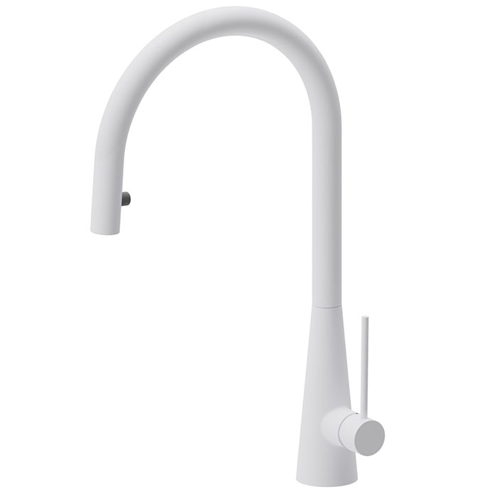 Newform Ycon Смеситель для кухни, 1 отв., с выдвижным изливом, цвет: Bianco opaco
