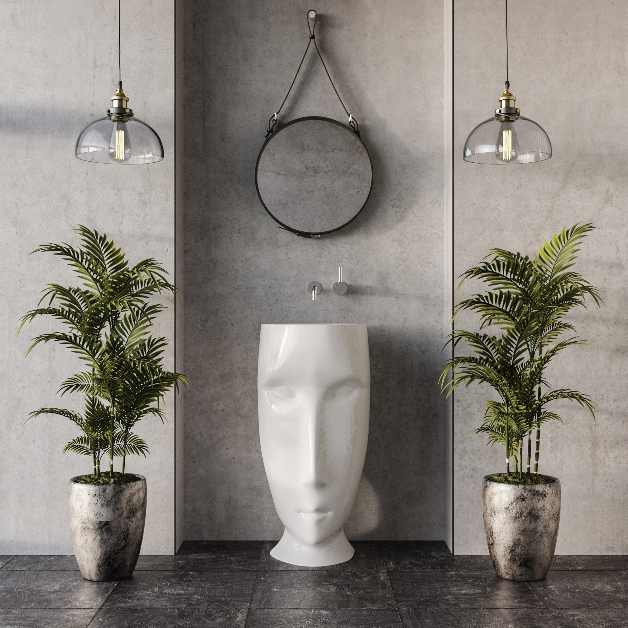 Kerasan Artwork Moloco Раковина 45х51х94.5 см, без отв., напольная, слив в пол, цвет: белый