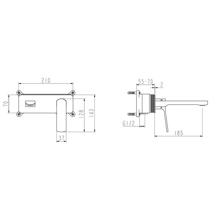 NEMO Prima Смеситель для раковины, встраиваемый, с донным клапаном, цвет: хром