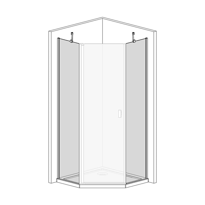 Radaway Nes Боковые стенки 90см, стекло прозрачное, покрытие Easy Clean, профиль: черный