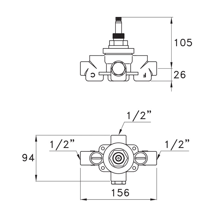 Stella Встраиваемая часть термостатического смесителя для душа IS3293