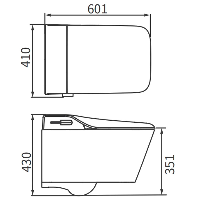 Arrow Glacier Унитаз Smart с функцией биде, 41x60см, подвесной, безободковый, клавиша смыва, цвет: темно серый