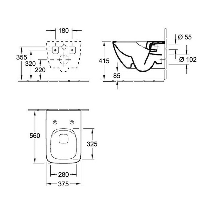 Villeroy&Boch Venticello Биде подвесное 37.5х56х28.5см., 1 отв., цвет: альпийский белый