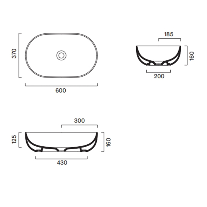 Catalano Sfera Раковина накладная 60x37хh16см, цвет: белый глянцевый