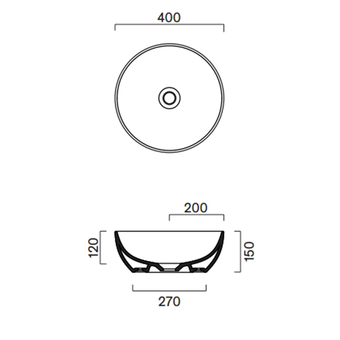 Catalano Green Раковина накладная диаметр 40хh15см, цвет: белый глянцевый