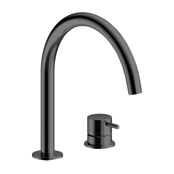 Almar Mixers Смеситель для раковины, 2 отв., без донного клапана, цвет: черный металл брашированный PVD