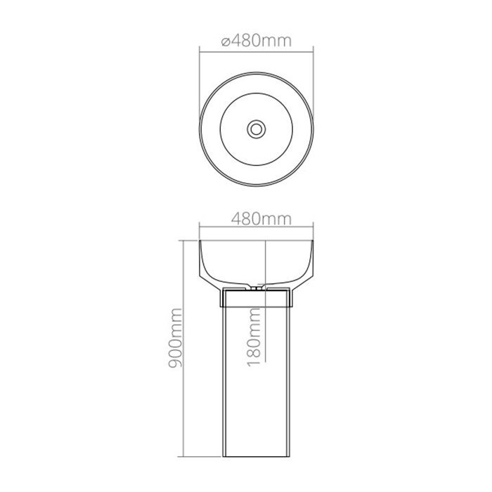 Dea Design Pedestal Basin Раковина 48х48х90см., напольная, без отв., Glasstech, прозрачная смола, цвет: Smoky Black R4