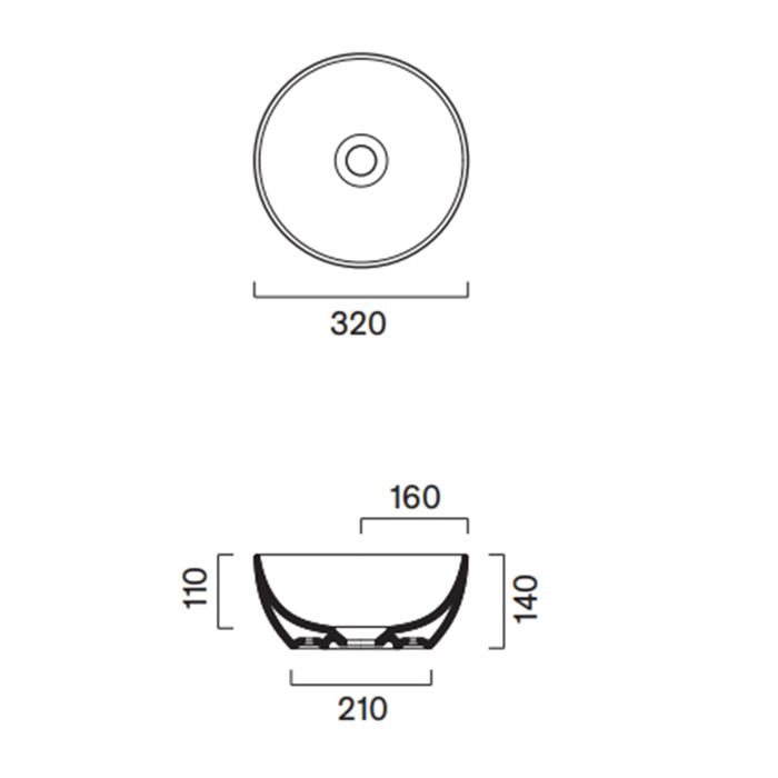 Catalano Sfera Раковина накладная диаметр 32хh14см, цвет: белый глянцевый