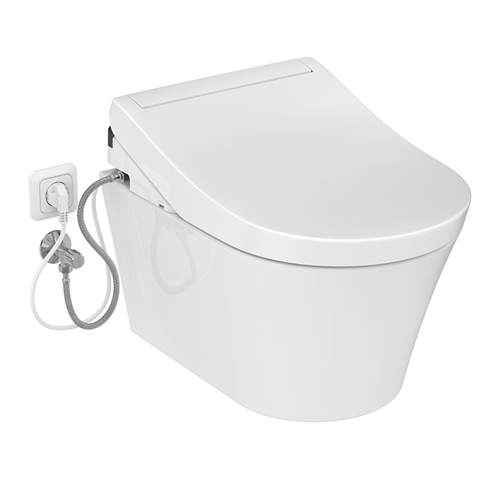 TOTO GP Унитаз подвесной 38x54cм, безободковый, tornado, CeFiONtect, cиденье Washlet, цвет: белый
