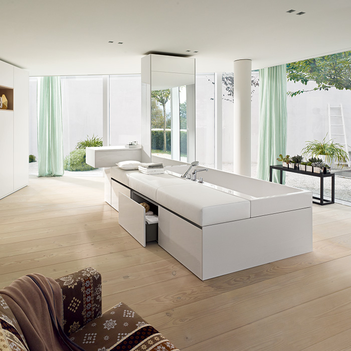 Burgbad Crono Ванна отдельностоящая 180x130x59-61 см, прямоугольная, вкл. мебель, цвет: белый