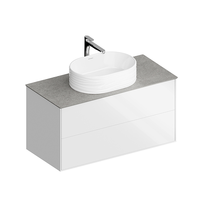 Kerama Marazzi PLAZA Modern Тумба подвесная 100x48см, 2 ящика, цвет: белый / дуб виченце