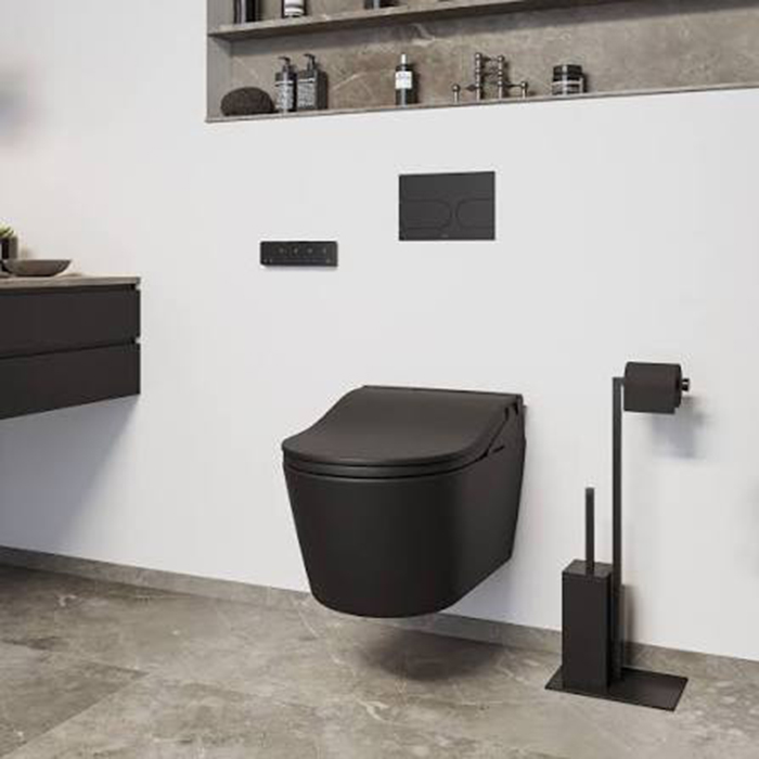 TOTO RP Унитаз подвесной 38x58см, безободковый, сиденье Washlet RW, цвет: чёрный матовый