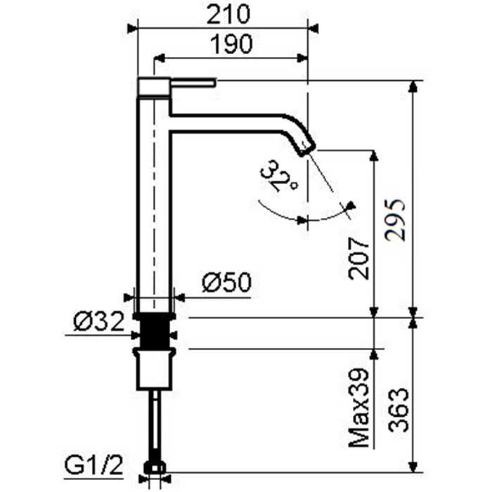 Plumberia Selection IXO Смеситель для раковины, на 1 отв., высокий, h28.5см.,  цвет: золото брашированное