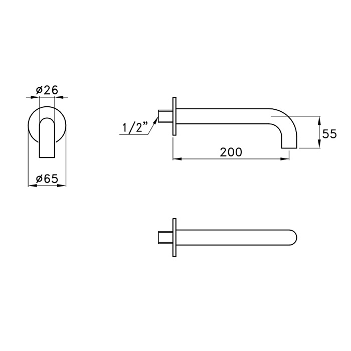 Stella Sirius Излив для ванны, 20cм., настенный, цвет: nero matt PVD