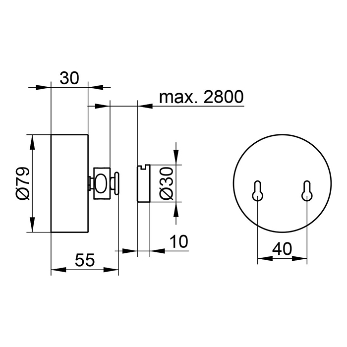 Keuco Веревка для белья, допустимая нагрузка 2 кг, длина до 2.8 м, скрытый крепеж в к-те цвет: хром