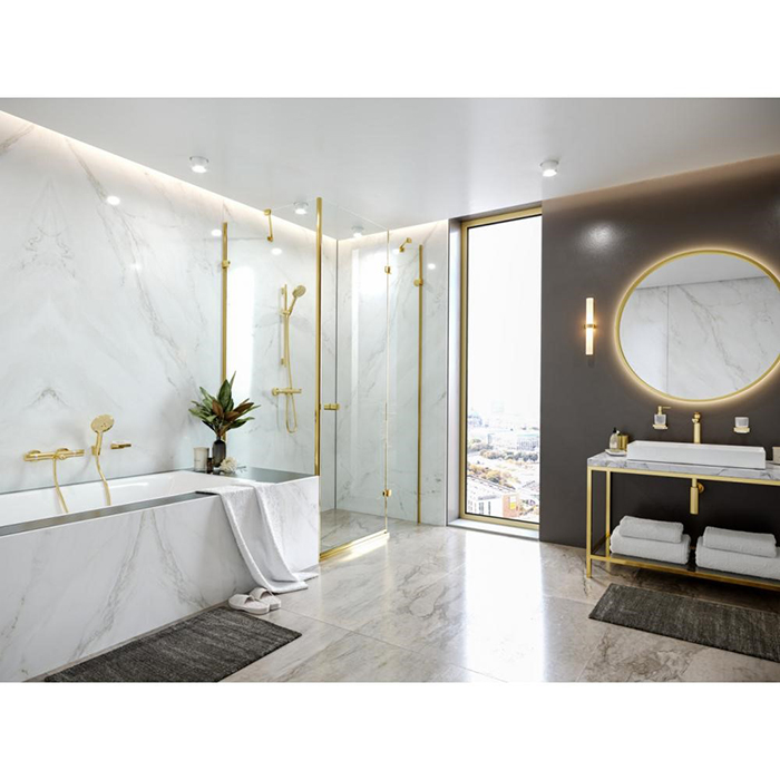 Hansgrohe Ecostat Смеситель для ванны, настенный, термостатический, цвет: полированное золото