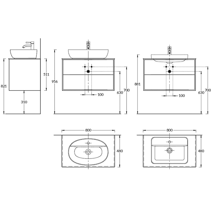 Kerama Marazzi PLAZA Modern Тумба подвесная 80x48см, 2 ящика, цвет: белый