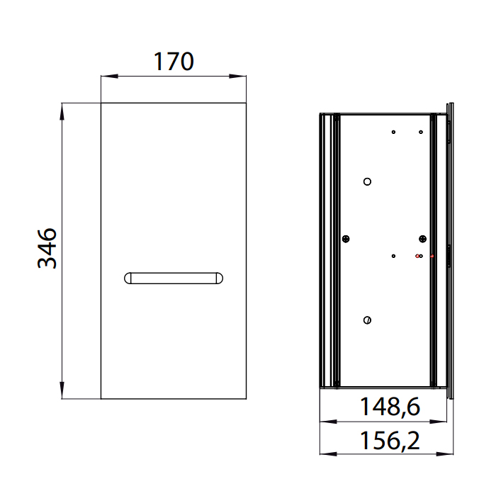 EMCO Asis 2.0 Модуль для туалетной бумаги, встраиваемый, туалетная бумага/запасной рулон, 1 дверь левая, цвет: черный