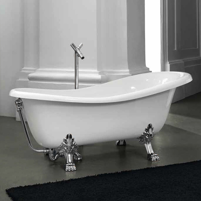 Artceram HERMITAGE Ванна отдельностоящая, 170x80x72см., на лапах, со слив-переливом и сифоном в компл. цвет: ванны белый, ножки хром