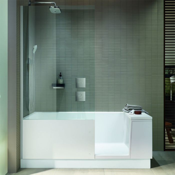 DURAVIT Shower + Bath Bathtub Ванна 170х75хh210.5см, прямоугольная с входной дверью и душевой шторкой, SX - левосторонняя, цвет: белый