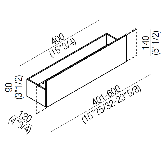 Agape Sen Полочка 40см, с удлинённой передней частью 60см, цвет: черный
