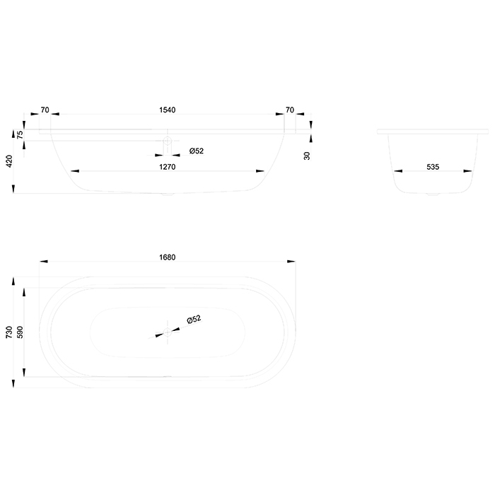 Bette Starlet Flair Oval Ванна встраиваемая, 168х73х42см., с шумоизоляцией, цвет: белая