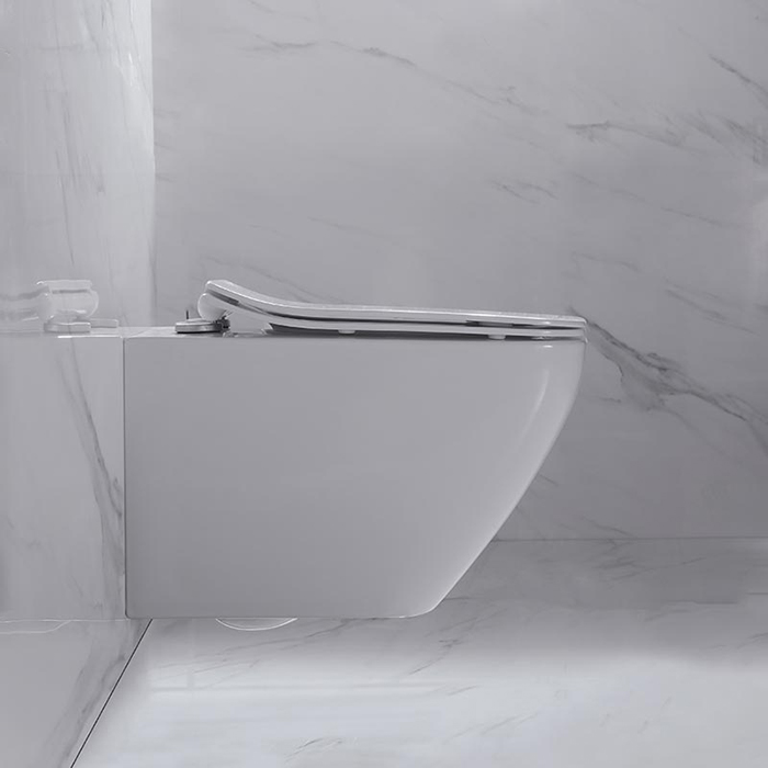 NEMO Унитаз 53x36см., подвесной, безободковый, сиденье микролифт, цвет: белый глянцевый