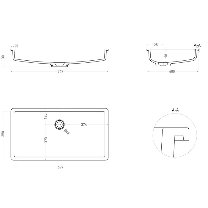 Salini MAREA 10 Раковина 75х40см, материал: S-Sense, цвет: белый
