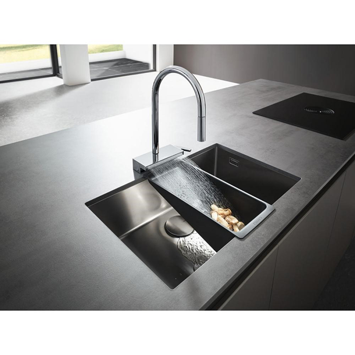 Hansgrohe Aquno Select M81 Смеситель для кухни, 1 отв., с вытяжным душем, 3jet, каскад, sBox, цвет: хром