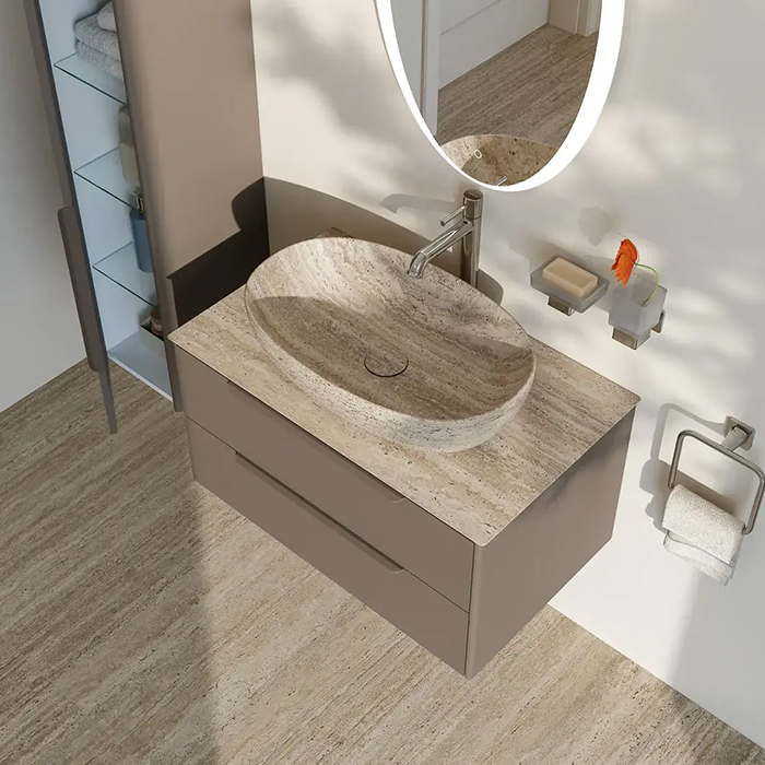Kerama Marazzi Elegance Тумба подвесная 80см, 2 ящика, цвет: пудровая глина