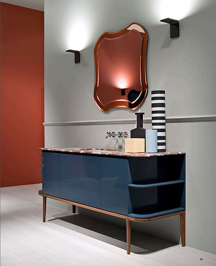 Antonio Lupi ILBagno Комплект мебели: тумба напольная с раковиной 180x54см, мраморная столешница, зеркало, цвет: Strada lucido/Rose/хром 