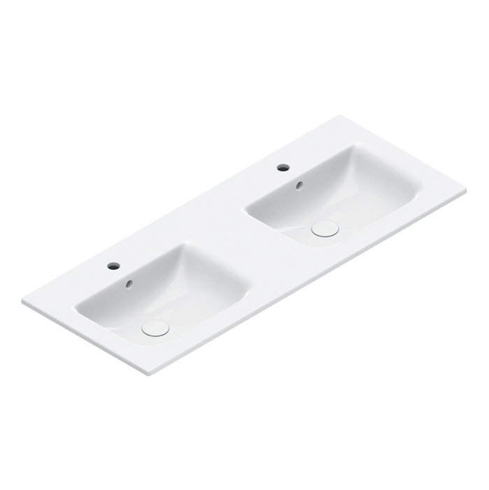 Catalano Italy Раковина 125x50см двойная, с 2 отв., цвет: белый глянцевый