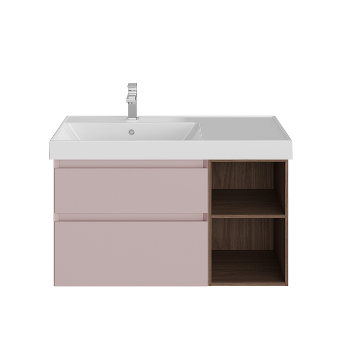 Kerama Marazzi Cubo Тумба подвесная 90см, левая, цвет: мальва матовая / орех