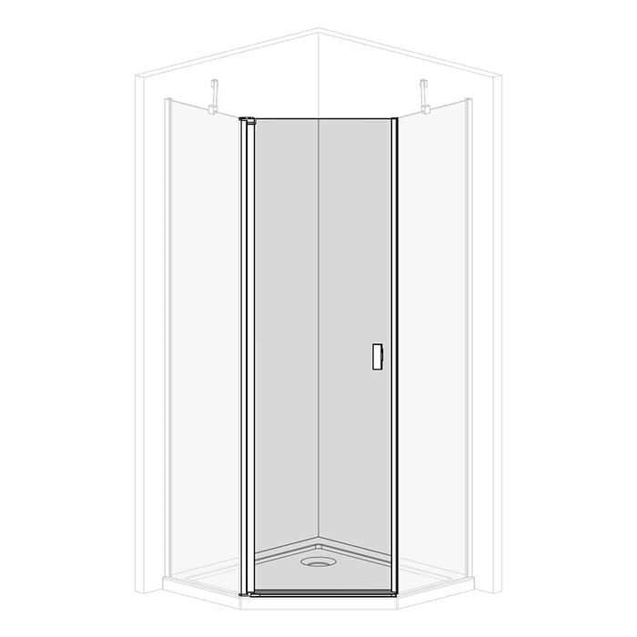 Radaway Nes PTJ Душевая дверь 57см, распашная, левая, стекло прозрачное, покрытие Easy Clean, профиль: хром