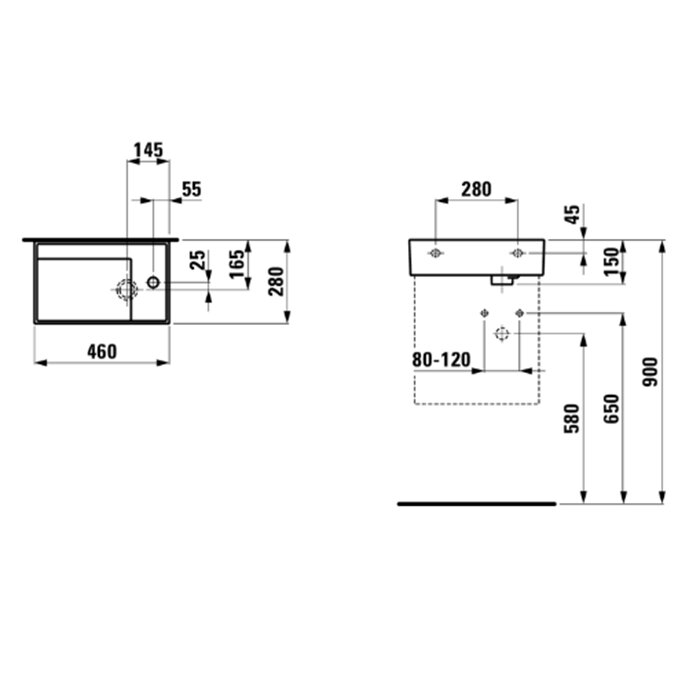 Laufen Kartell Раковина 46х28х12 см, 1 отв., без перелива, цвет: белый