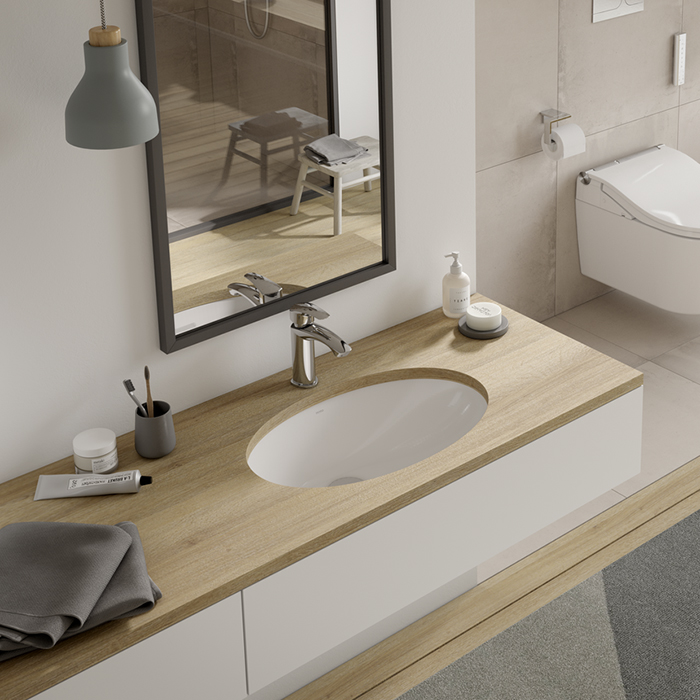 TOTO WU Раковина 59×38×20.7см., без отв., встраиваемая снизу, с переливом, цвет: белый