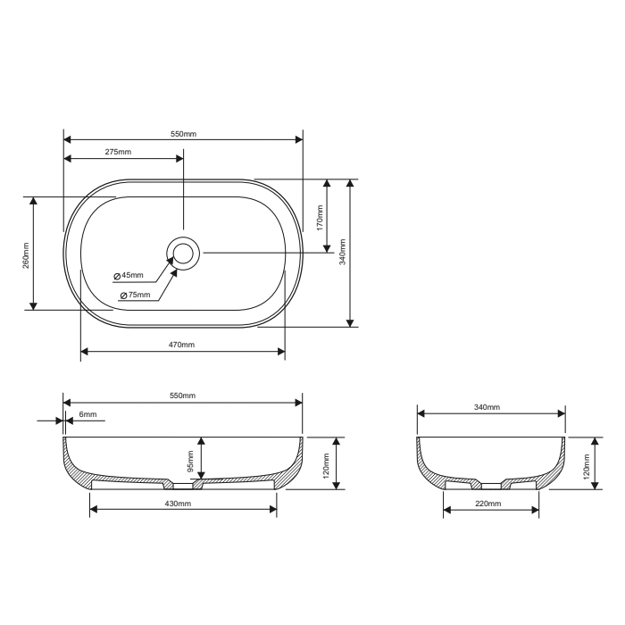 Dea Design Раковина 55х34х12см., накладная, без отв., цвет: brown copper