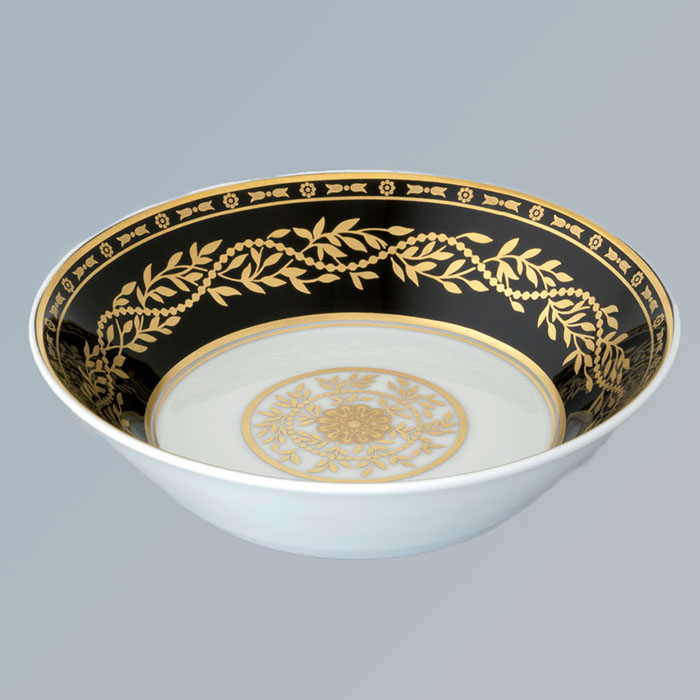 THG MARQUISE NOIR DECOR OR Блюдо керамическое ø130 мм., настольное, декор черный/золото, цвет: белый
