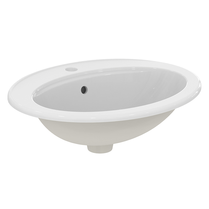 Ideal Standard Evrovit Раковина 55х40х13см., врезная сверху, 1 отв., с переливом, без крепежа, цвет: белый глянцевый