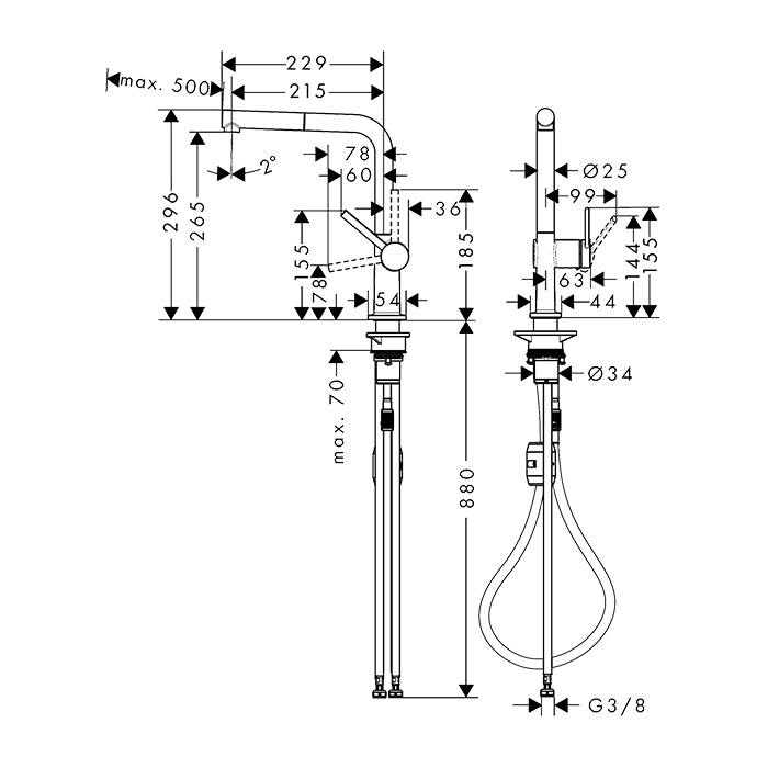 Hansgrohe Talis M54 Смеситель для кухни, 1 отв., цвет: сталь