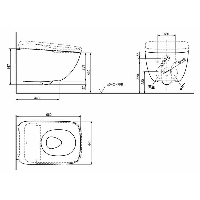 TOTO Neorest WX1 Комплект: Унитаз подвесной 66x45см, сиденье, инсталяция, клавиша смыва, Cefiontect, Rimless, цвет: белый матовый