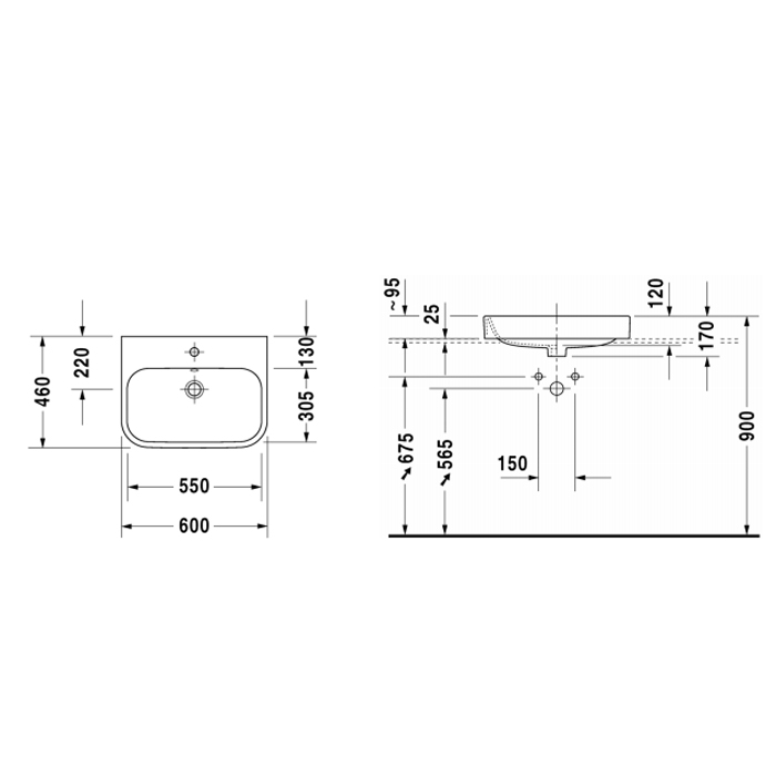 DURAVIT Happy D.2 Раковина 65х46 см, 1 отв., цвет: белый