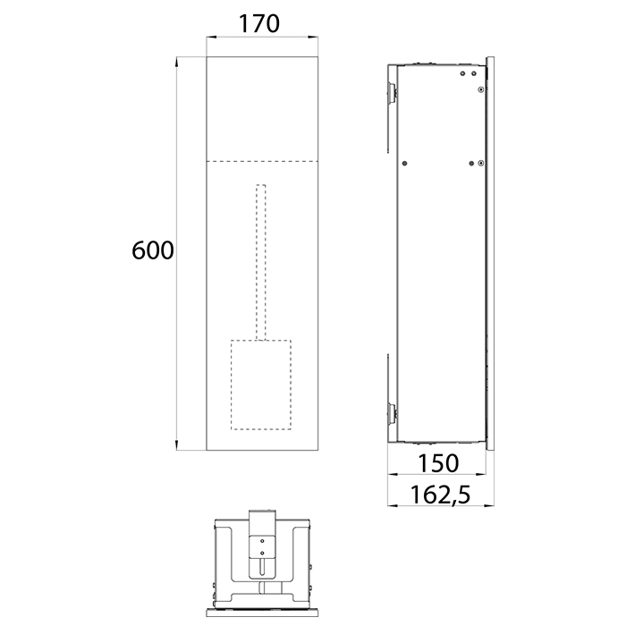 Emco Asis pure Модуль-WC 17х60см., встраиваемый, с держателем туалетной бумаги и ершиком, петли справа, цвет: серый